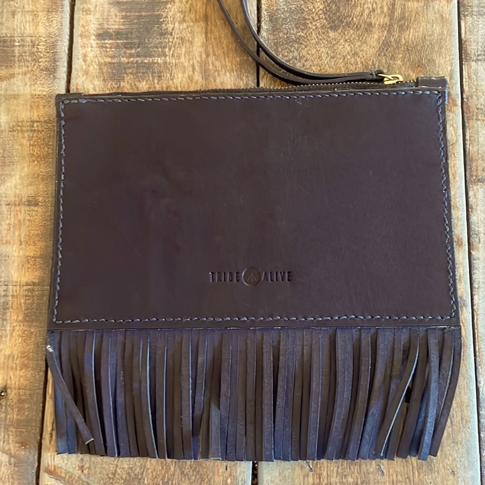 Tribe Alive fringe clutch purse